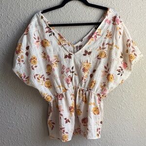 Daytrip Floral Blouse with Yellow and Pink Accents
